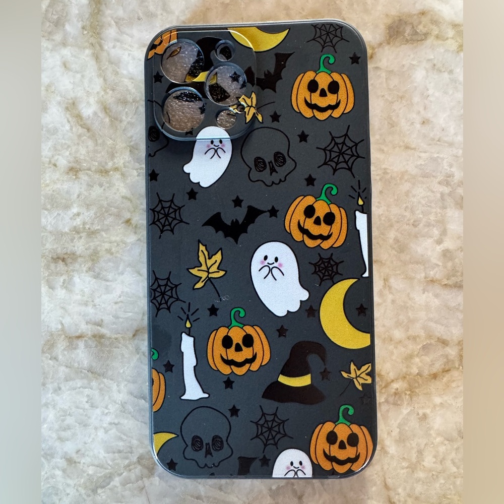 Halloween Themed 12 Pro Max Phone Case - Black and Yellow